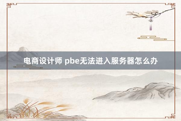 电商设计师 pbe无法进入服务器怎么办