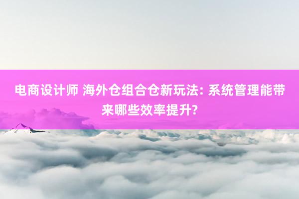 电商设计师 海外仓组合仓新玩法: 系统管理能带来哪些效率提升?